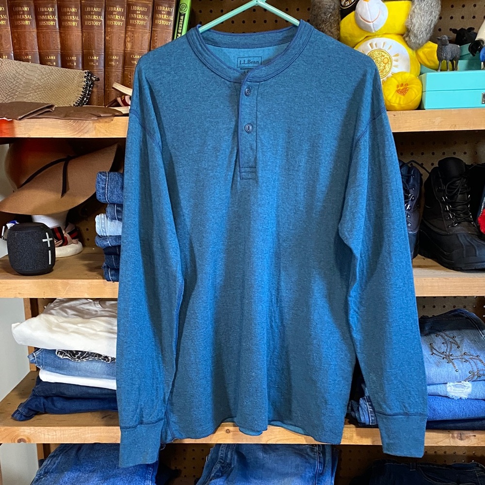 L.L.Bean River Driver’s Shirt Henley Two-Layer Thermal Wool Blend Made in Canada